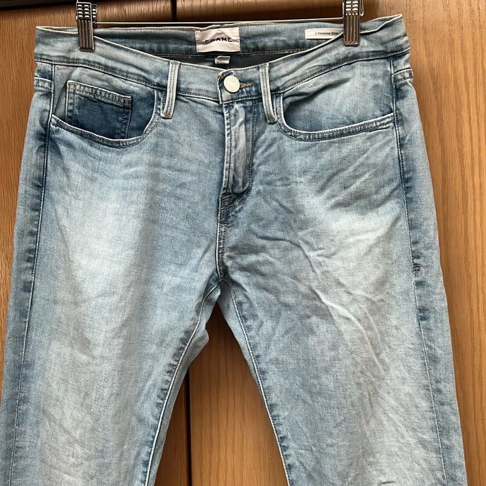 FRAME Men's L'Homme Slim Leg Jeans in Sunbath Size 30